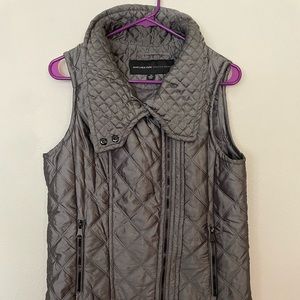 MARK NEW YORK  Puffer Vest Silver/Gray Zipper Snap Collar Nylon Polyester Sz Med